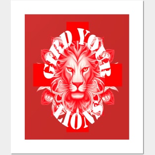 Gird Your Lions England Coach Fun Idiom White Text Red Lion Posters and Art